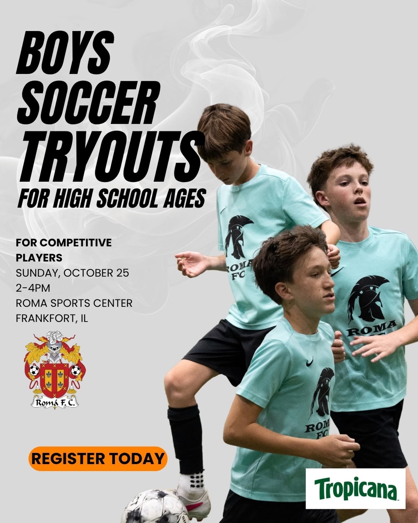 Boys Soccer Tryouts registration flyer